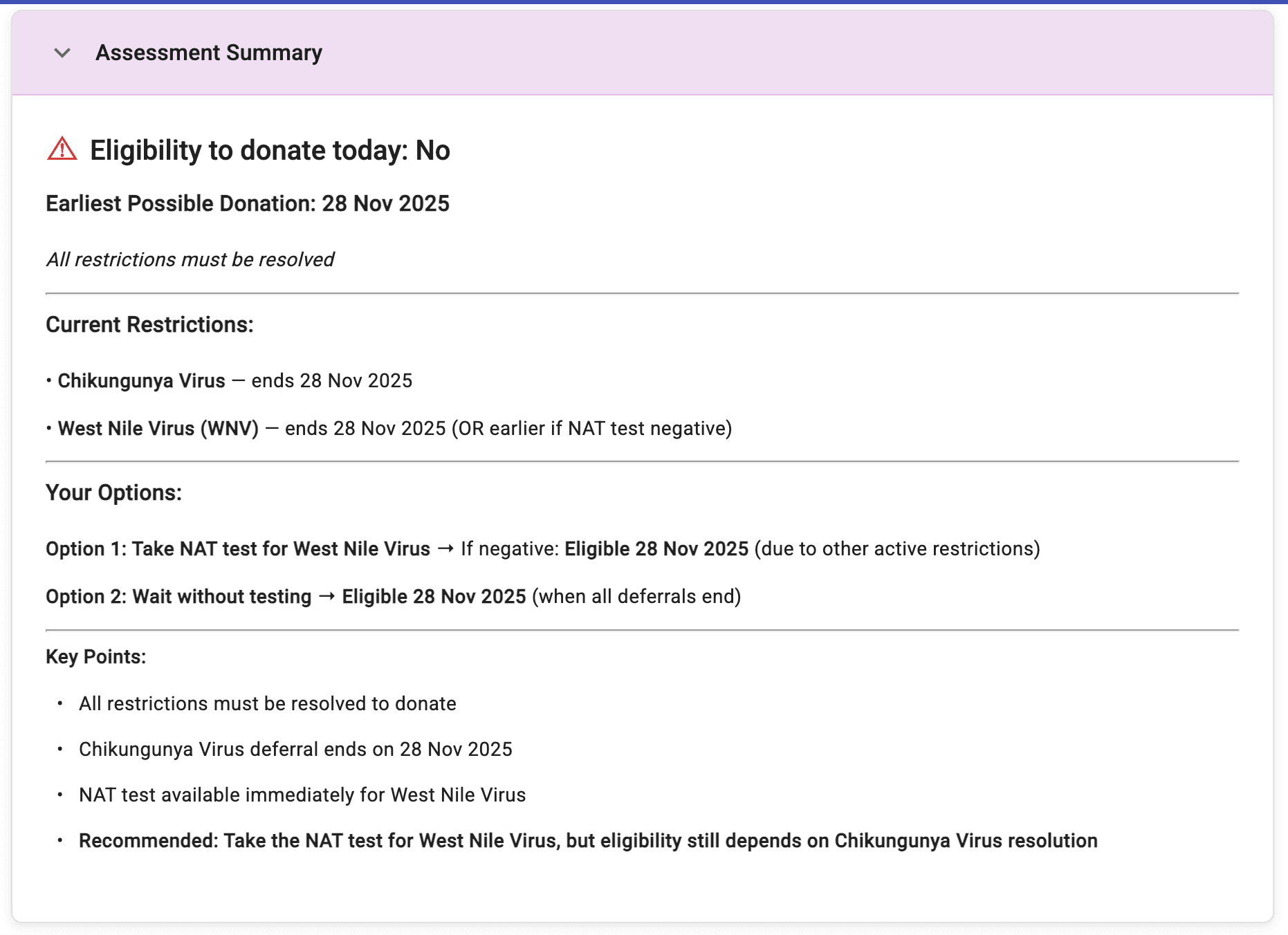 AI-generated assessment summary providing clear, professional explanation of results
